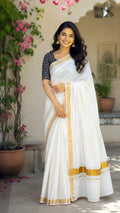 KASAVU CHECKED SET SAREE -SAREES395639
