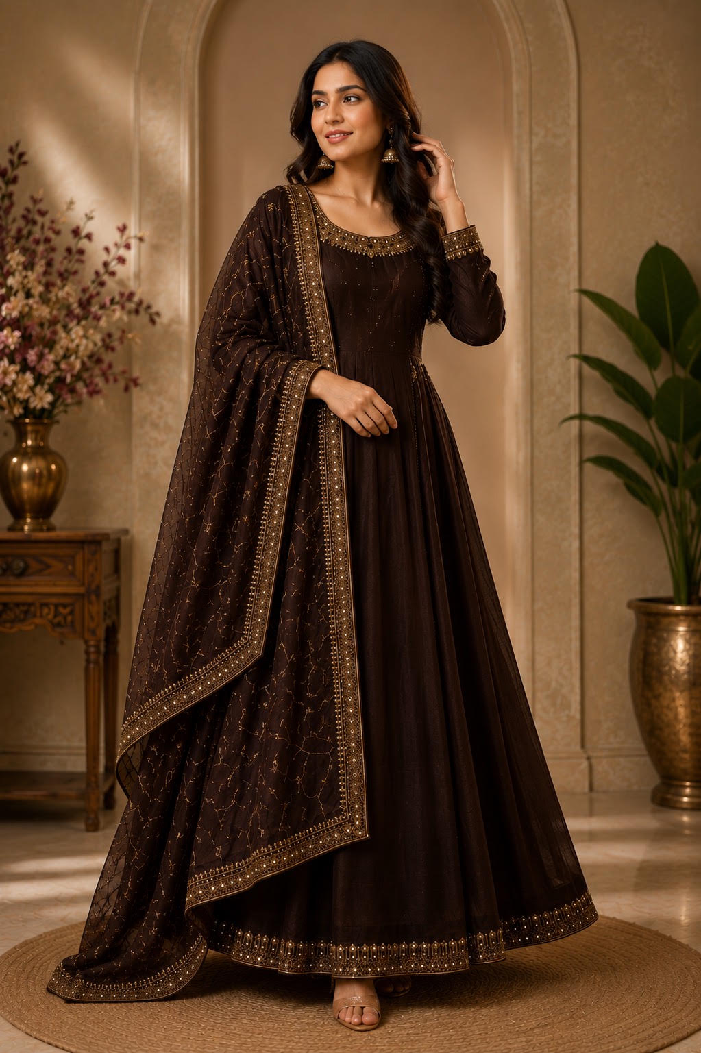 PANELCUT ANARKALI GOWN WITH DUPPATTA- SALPAR406142