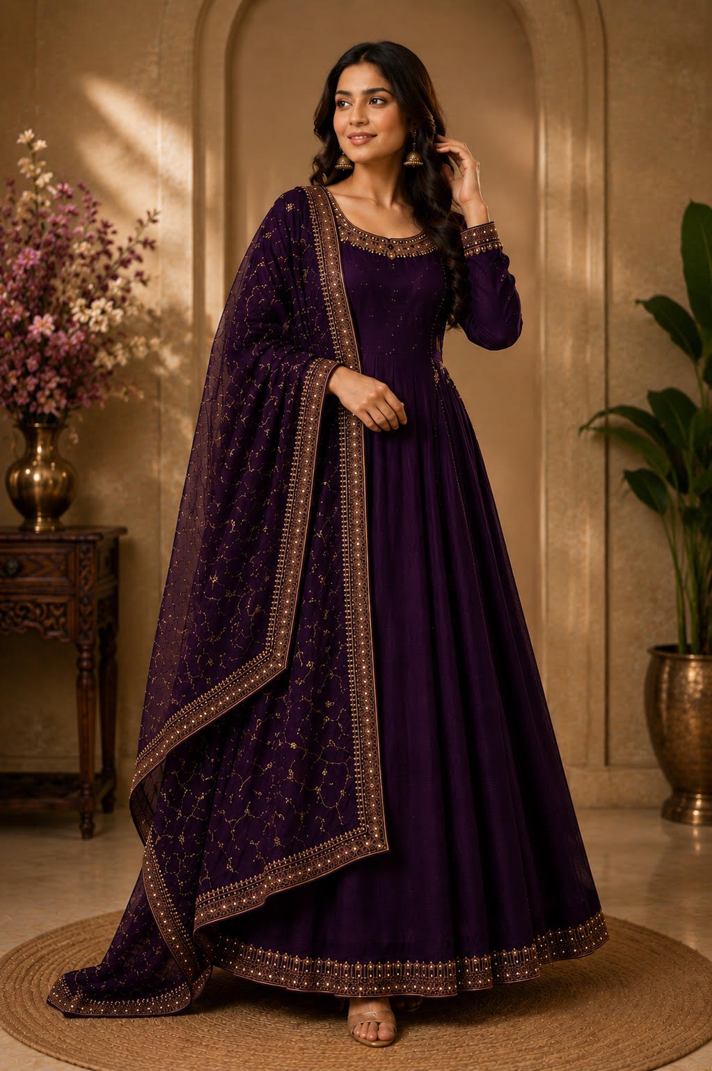 PANELCUT ANARKALI GOWN WITH DUPPATTA- SALPAR406142